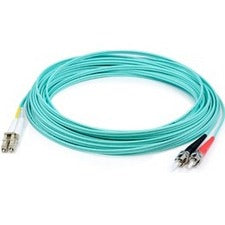 AddOn 0.3m ST to LC (Male) Aqua OM4 Duplex Fiber OFNR (Riser-Rated) Patch Cable - ADD-ST-LC-0-3M5OM4