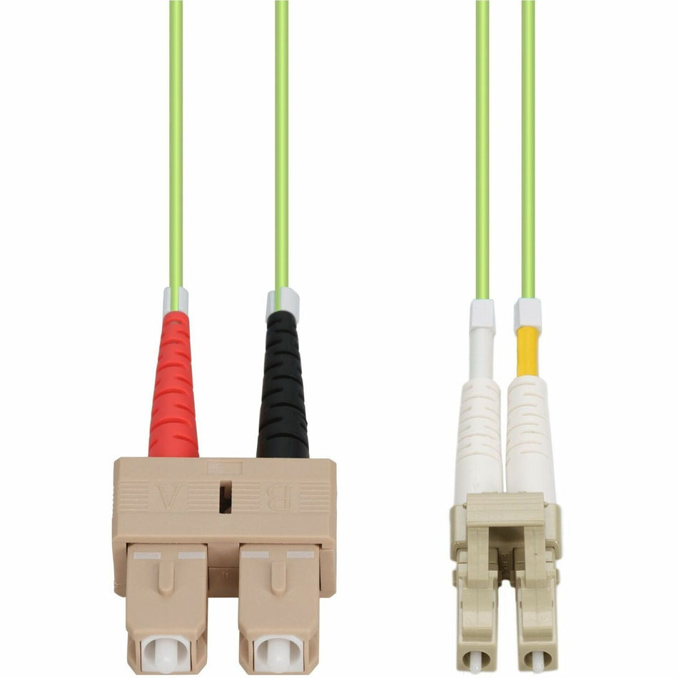 AddOn 15m SC to LC Lime Green OM5 Duplex OFNR (Riser-Rated) Fiber Patch Cable - ADD-SC-LC-15M5OM5