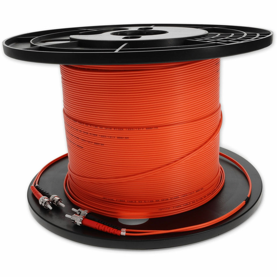 AddOn 100m ST to ST Orange OM1 Duplex OFNR (Riser-Rated) MMF Fiber Patch Cable - ADD-ST-ST-100M6MMF