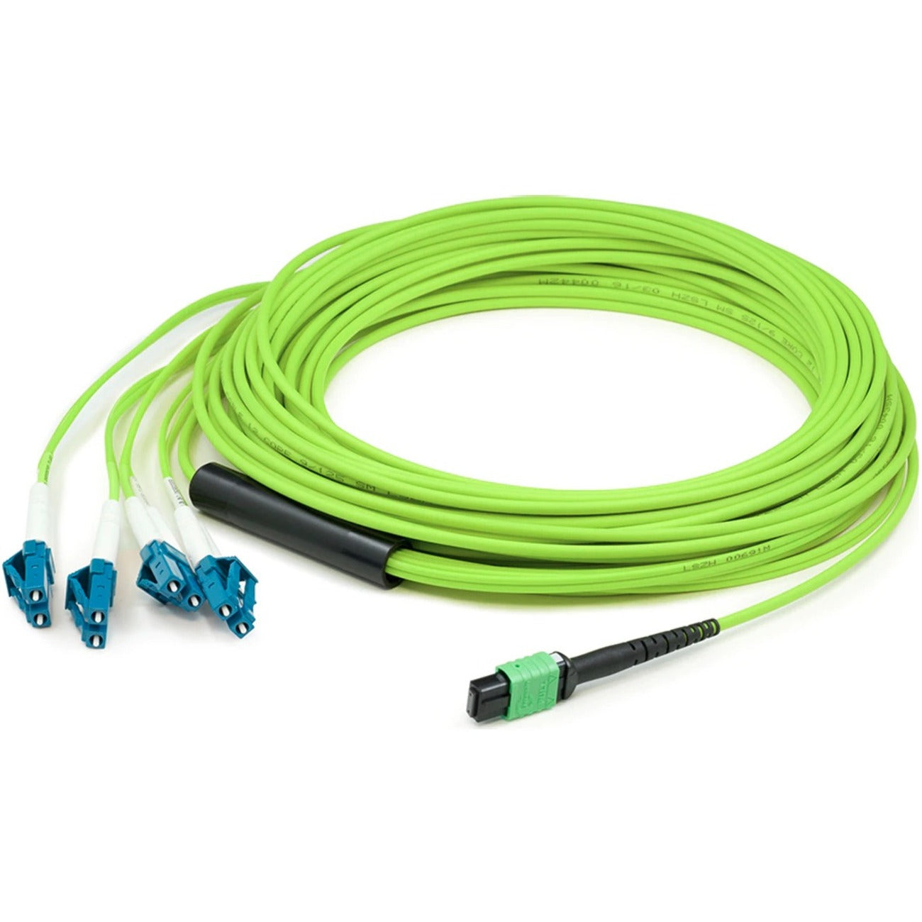 AddOn 8m MPO (Female) to 8xLC (Male) 8-Strand Lime Green OM5 Fiber Fanout Cable - ADD-MPO-4LC8M5OM5