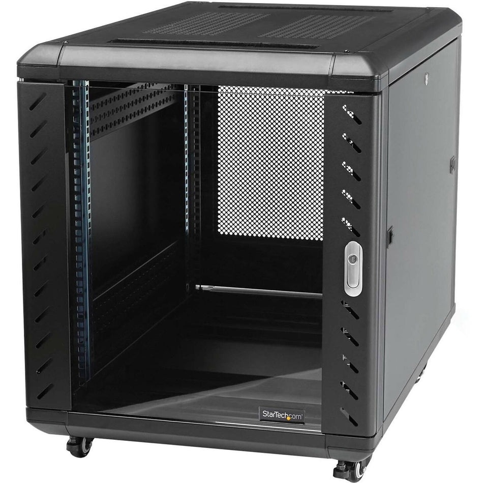 StarTech.com 4-Post 15U Server Rack Cabinet, 19" Data Rack Cabinet for Computer / IT Equipment, Home Network Rack, Half Height Server Rack - RK1536BKF