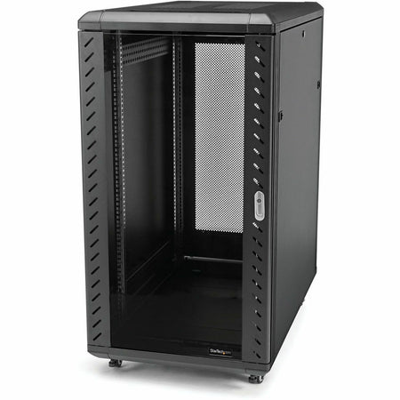 StarTech.com 4-Post 18U Server Rack Cabinet, 19" Data Rack Cabinet for Computer / IT Equipment, Home Network Rack, Half Height Server Rack - RK1836BKF