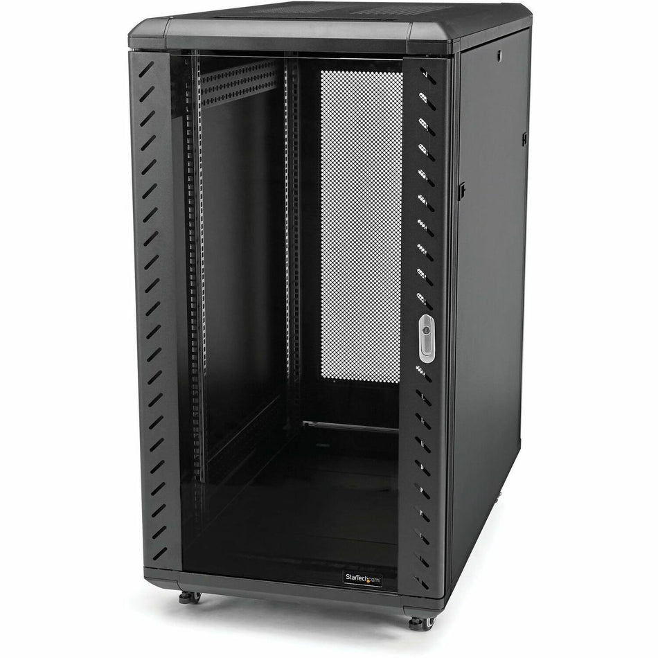 StarTech.com 4-Post 18U Server Rack Cabinet, 19" Data Rack Cabinet for Computer / IT Equipment, Home Network Rack, Half Height Server Rack - RK1836BKF