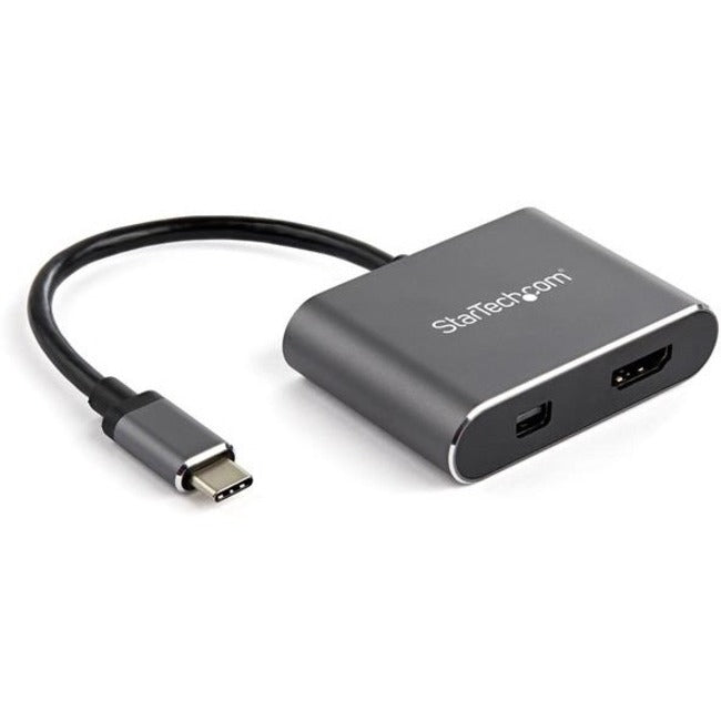 StarTech.com USB C Multiport Video Adapter - 4K 60Hz USB-C to HDMI 2.0 or Mini DisplayPort 1.2 Monitor Display Adapter - HBR2 HDR - CDP2HDMDP