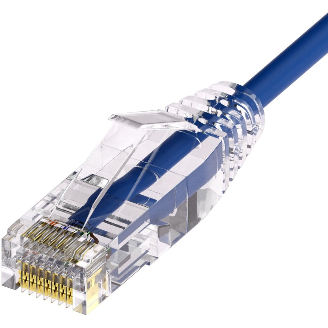 Unirise Clearfit Slim&trade; Cat6A 28AWG Patch Cable, Snagless, Blue, 1ft - CS6A-01F-BLU