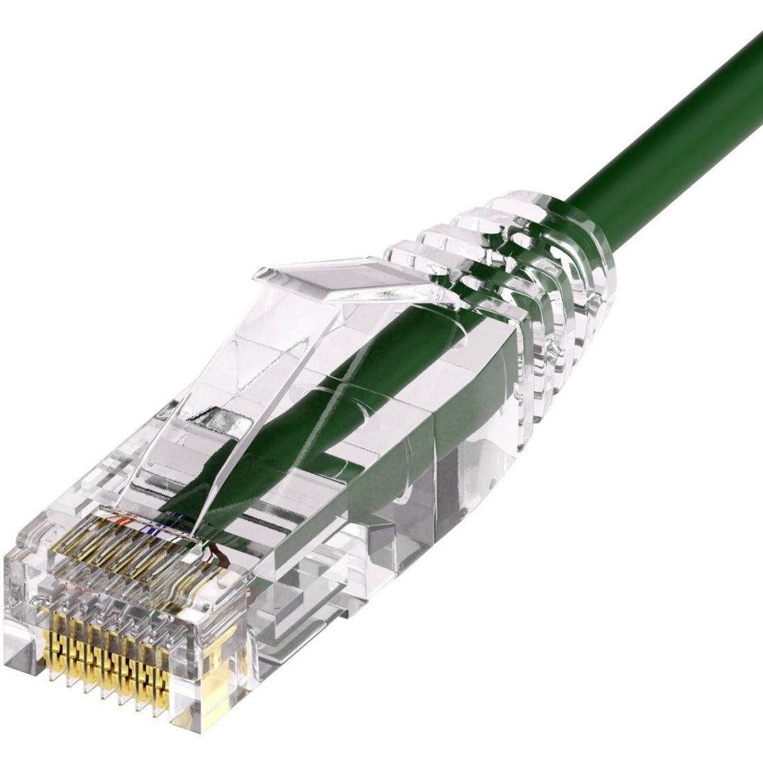 Unirise Clearfit Slim&trade; Cat6A 28AWG Patch Cable, Snagless, Green, 8ft - CS6A-08F-GRN