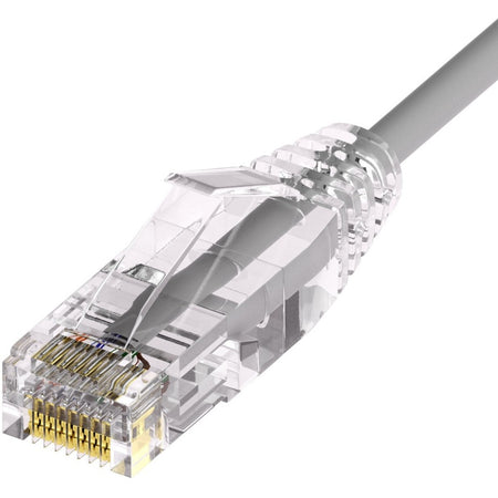 Unirise Clearfit Slim&trade; Cat6A 28AWG Patch Cable, Snagless, Gray, 8ft - CS6A-08F-GRY