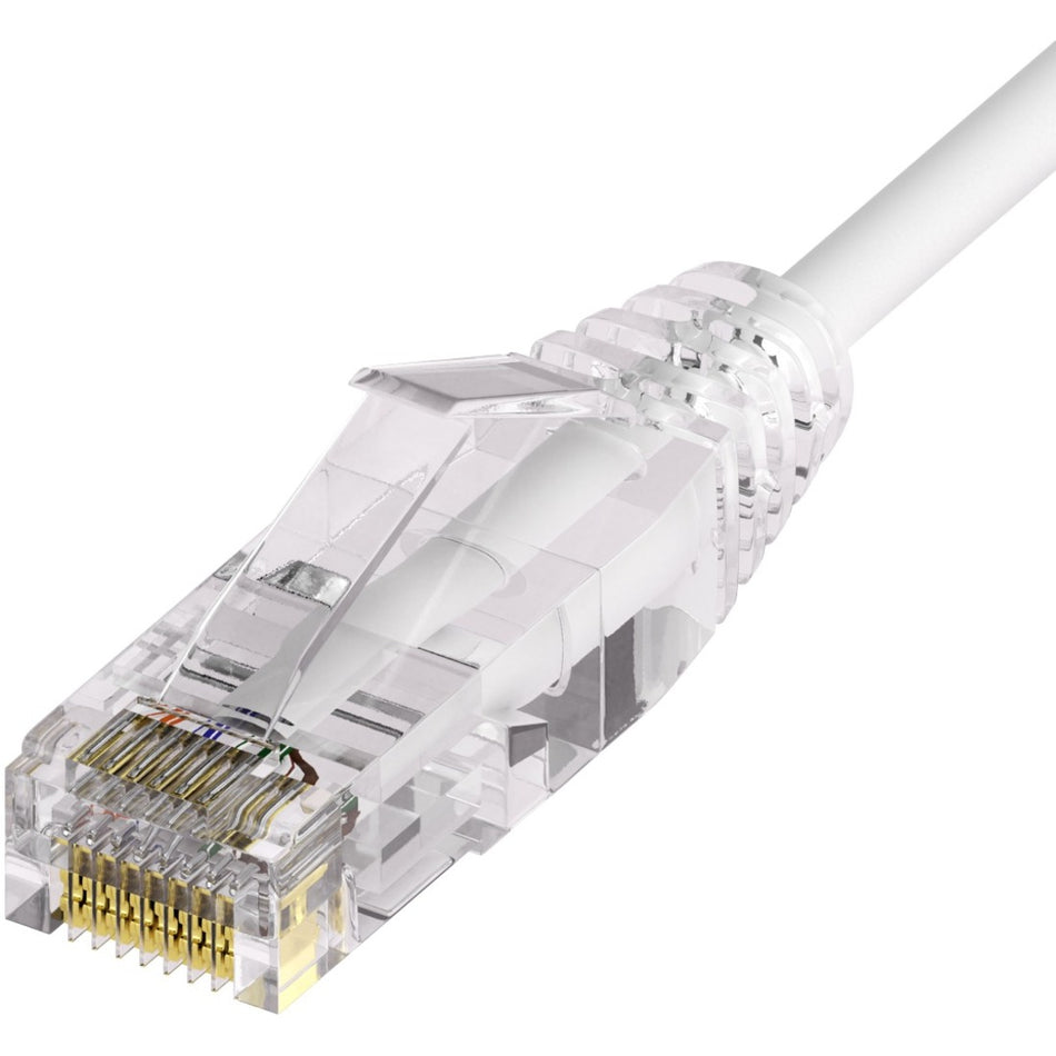 Unirise ClearFit Slim 28AWG Cat6A Patch Cable, Snagless, White, 15ft - CS6A-15F-WHT