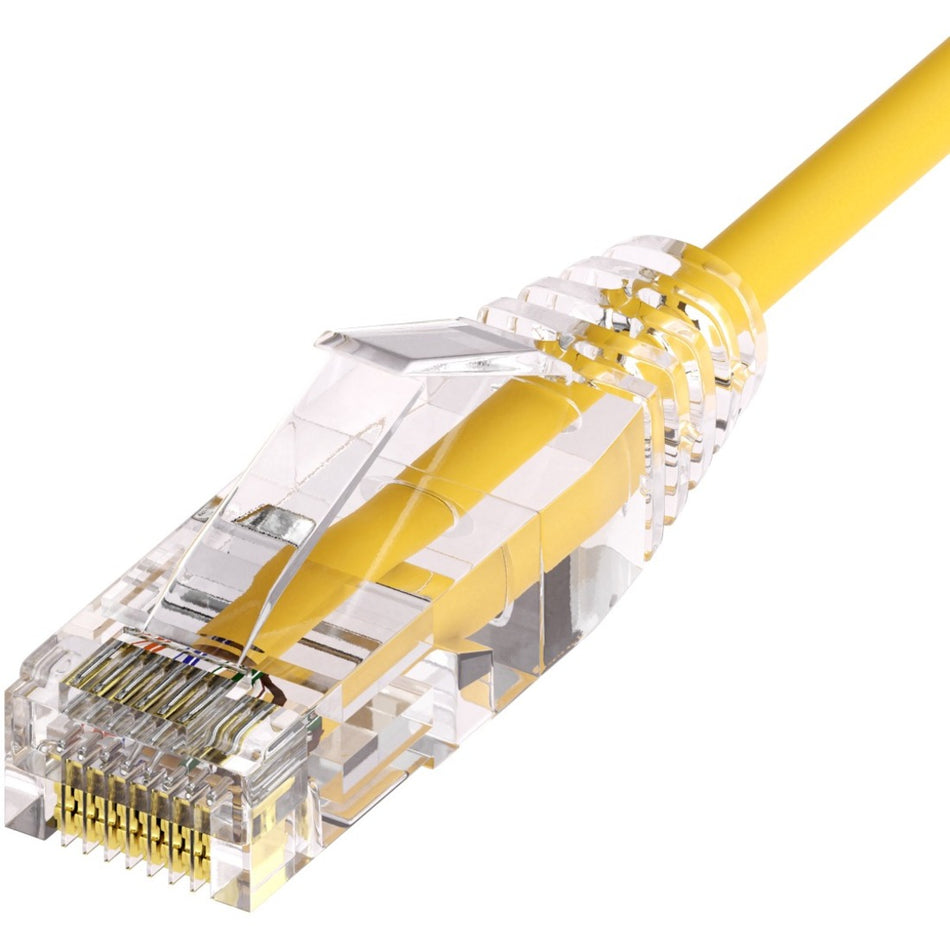 Unirise ClearFit Slim 28AWG Cat6A Patch Cable, Snagless, Yellow, 15ft - CS6A-15F-YLW
