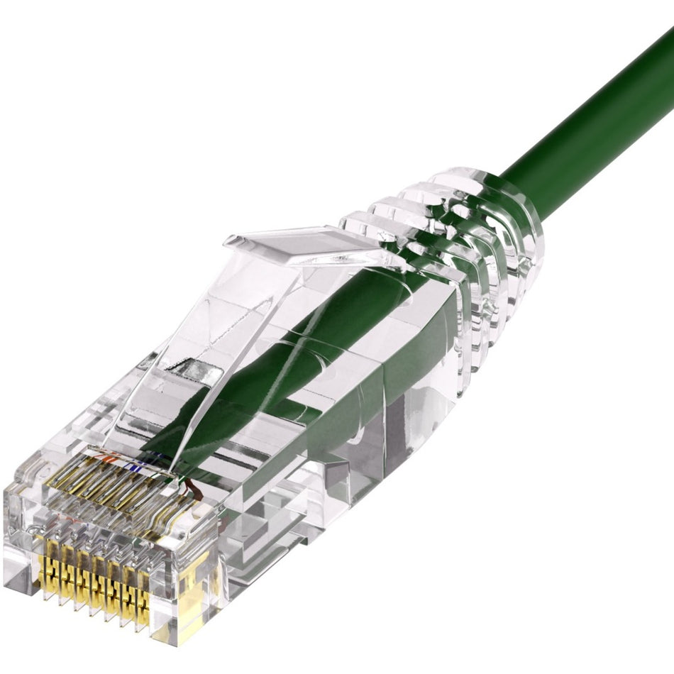 Unirise ClearFit Slim 28AWG Cat6A Patch Cable, Snagless, Green, 25ft - CS6A-25F-GRN