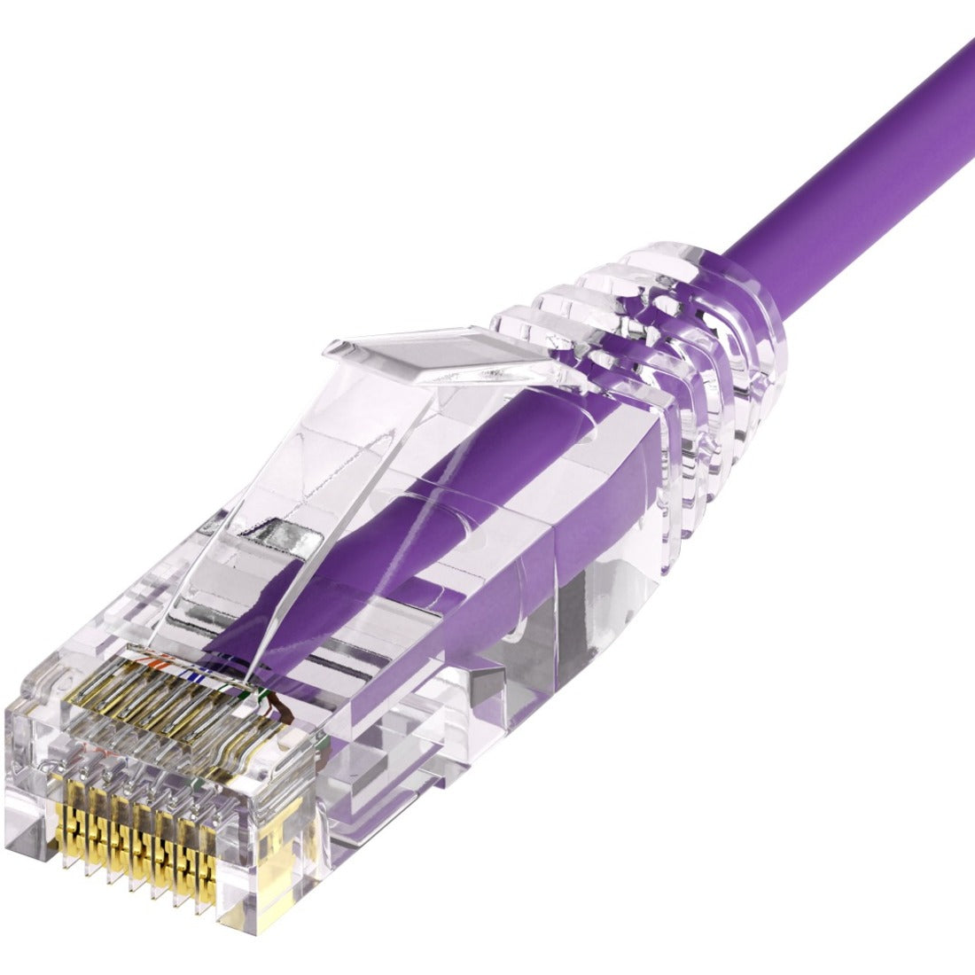 Unirise ClearFit Slim 28AWG Cat6A Patch Cable, Snagless, Purple, 25ft - CS6A-25F-PUR