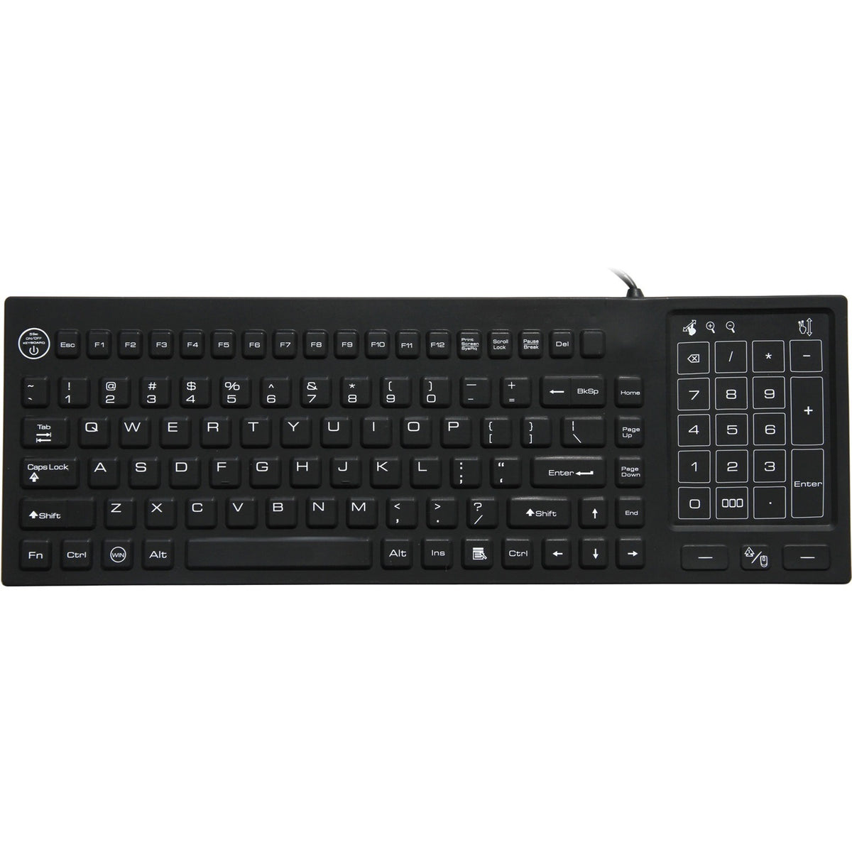 DSI WATERPROOF IP68 KEYBOARD WITH TRACK PAD/NUMBER PAD LED BACKLIT - KB-JH-IKB700BL