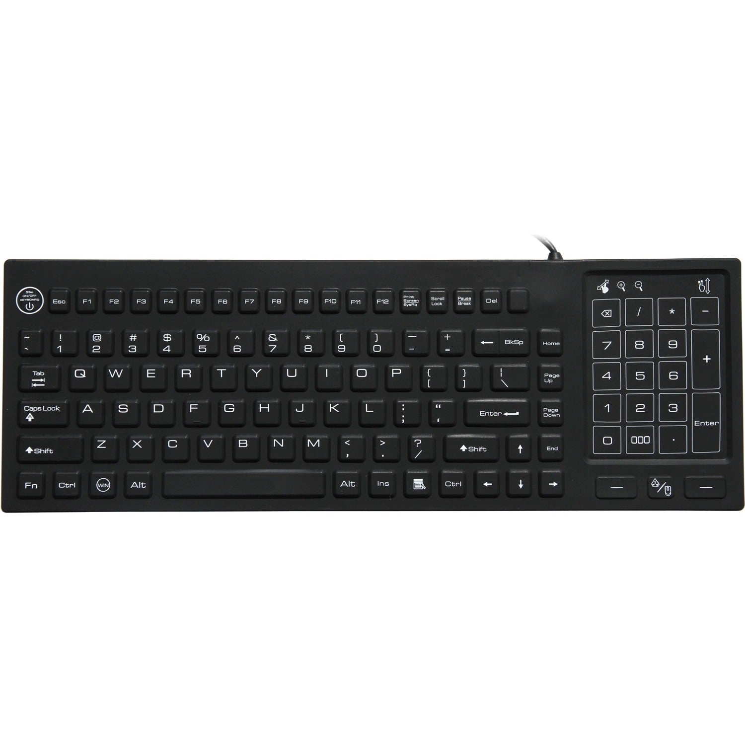 DSI WATERPROOF IP68 KEYBOARD WITH TRACK PAD/NUMBER PAD LED BACKLIT - KB-JH-IKB700BL