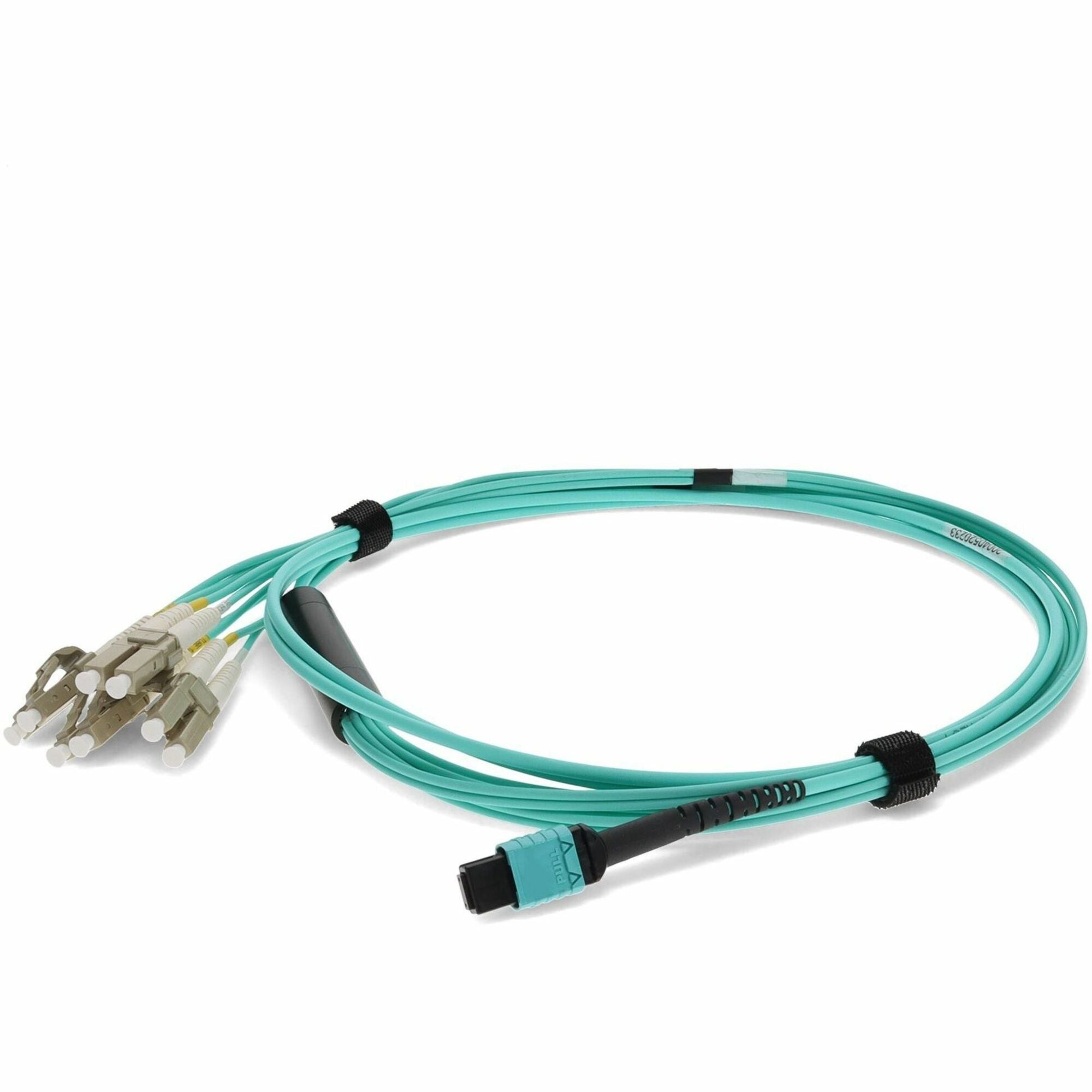 AddOn 3m MPO/UPC to 4xLC/UPC Duplex Aqua OM4 LSZH 8-Strand Fiber Fanout Cable - ADD-MPO-4LC3M5OM4LZ