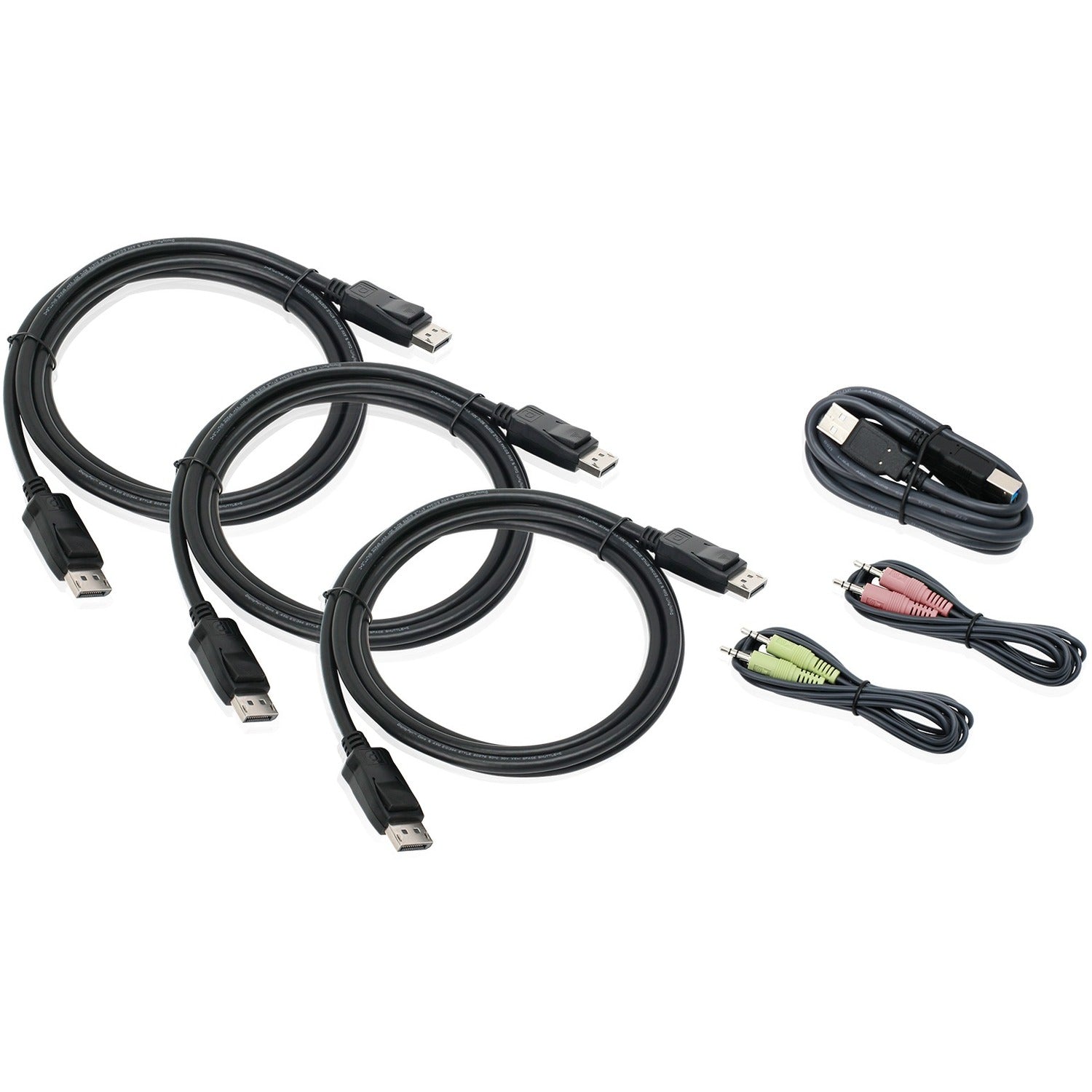 IOGEAR 4K Triple View DisplayPort Cable Kit with USB and Audio (TAA) - G2L9302U