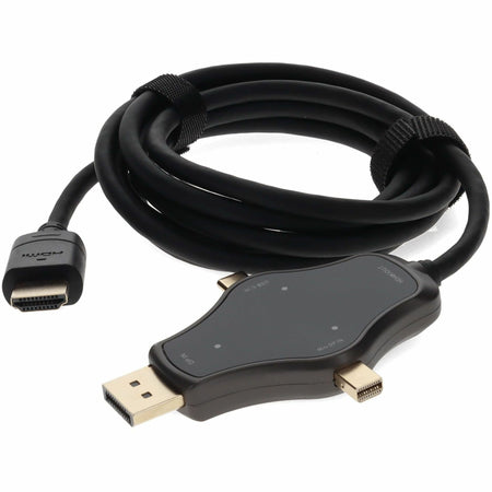 AddOn 6ft (2m) Adapter Cable HDMI (4K) Male to 1X DisplayPort 1X Mini DisplayPort 1X USB-C 3.1 Male Black - HDMI4KDPMDPC-AA