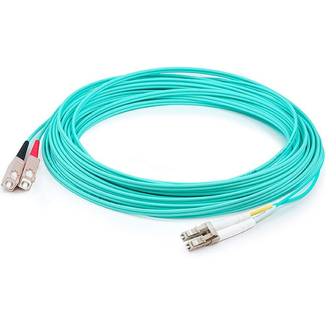 AddOn 42m LC (Male) to SC (Male) Straight Aqua OM4 Duplex LSZH Fiber Patch Cable - ADD-SC-LC-42M5OM4LZ