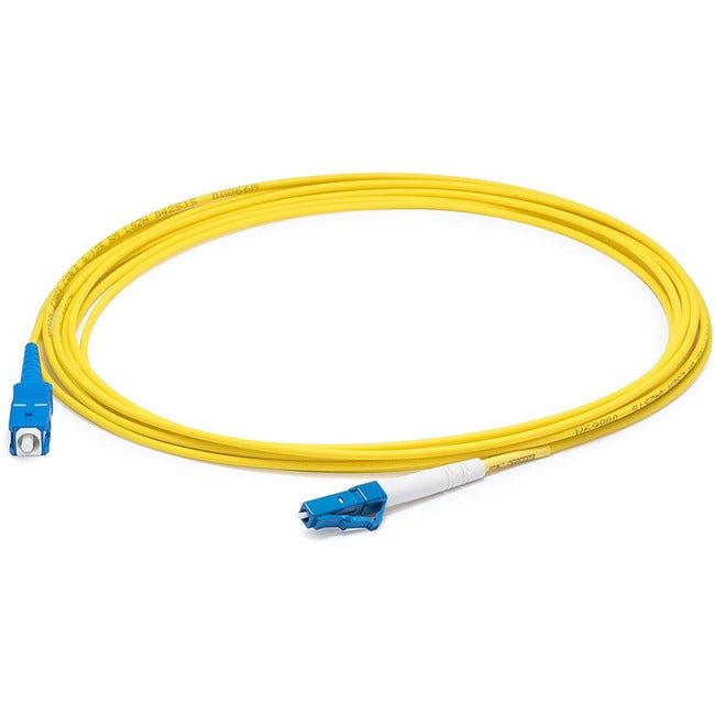 AddOn 100m LC (Male) to SC (Male) Straight Yellow OS2 Simplex Fiber OFNR (Riser-Rated) Patch Cable - ADD-SC-LC-100MS9SMF