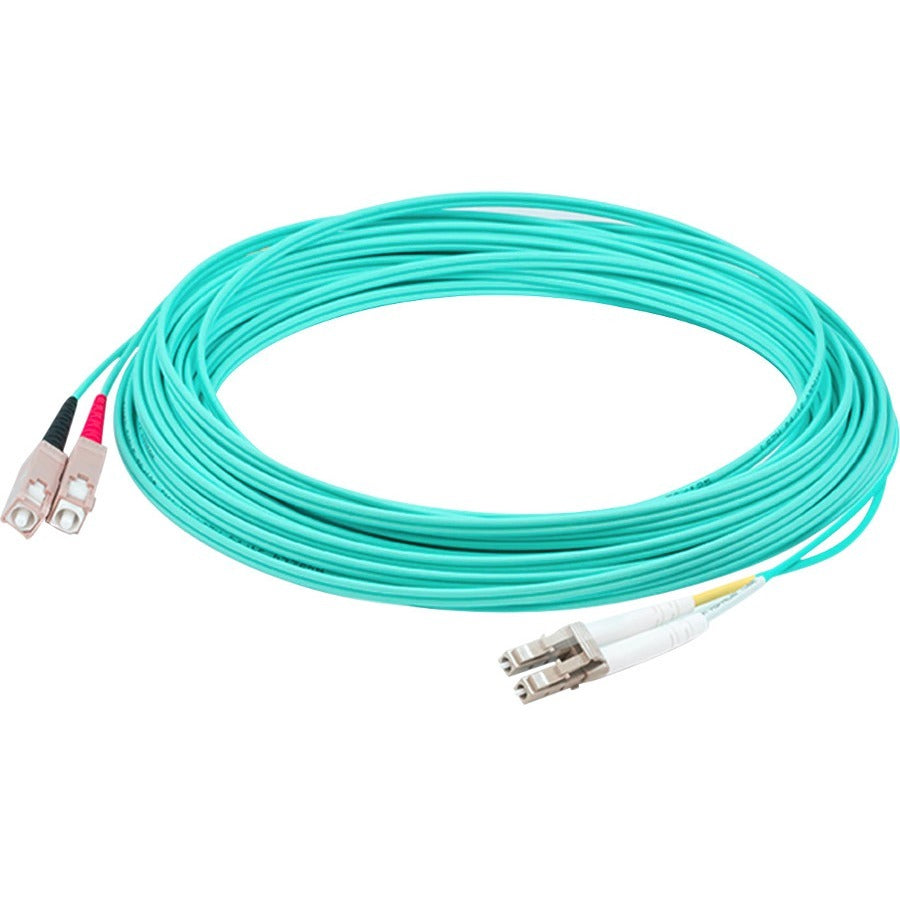 AddOn 44m LC (Male) to SC (Male) Straight Aqua OM4 Duplex Fiber OFNR (Riser-Rated) Patch Cable - ADD-SC-LC-44M5OM4