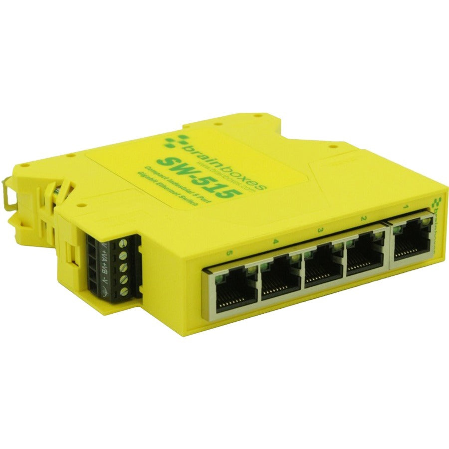 Brainboxes Compact Industrial 5 Port Gigabit Ethernet Switch DIN Rail Mountable - SW-515