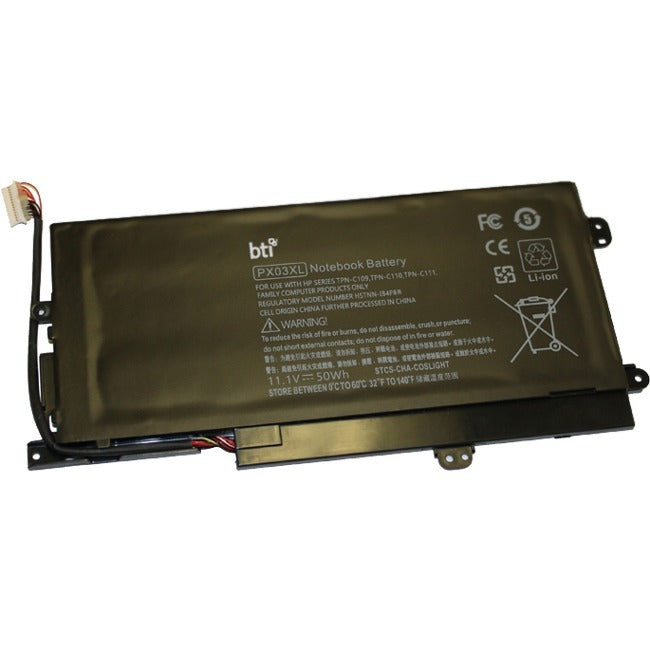 BTI PX03XL-BTI 11.1V 50WHR LI-ION BATTERY 715050-001, PX03XL ENVY 14-K002LA SLEEKBOOK, 14-K008TX SLEEKBOOK, 14-K010US SLEEKBOOK, 14-K026TX SLEEKBOOK, 14-K036TX SLEEKBOOK, 14-K106LA SLEEKBOOK, TOUCHSMART 14-K020US ULTRABOOK, TOUCHSMART M6-K001XX SLEEKBOOK, TOUCHSMART M6-K025DX SLEEKBOOK, TS 14-K004TX SLEEKBOOK, TS 14-K011TU SLEEKBOOK, TS 14-K021TX ULTRABOOK, TS 14-K025TX SLEEKBOOK, TS 14-K032TX ULTRABOOK, TS 14-K042TX SLEEKBOOK - PX03XL-BTI