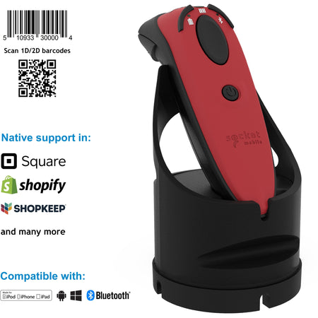 Socket Mobile DuraScan&reg; D740, Universal Barcode Scanner, Red & Charging Dock - CX3781-2541