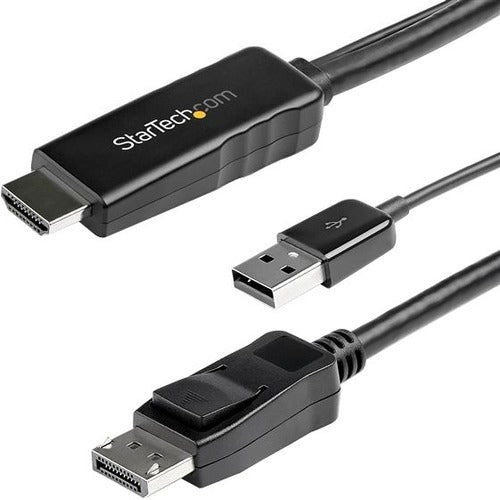 StarTech.com 2m (6ft) HDMI to DisplayPort Cable 4K 30Hz - Active HDMI 1.4 to DP 1.2 Adapter Cable with Audio - USB Powered Video Converter - HD2DPMM2M