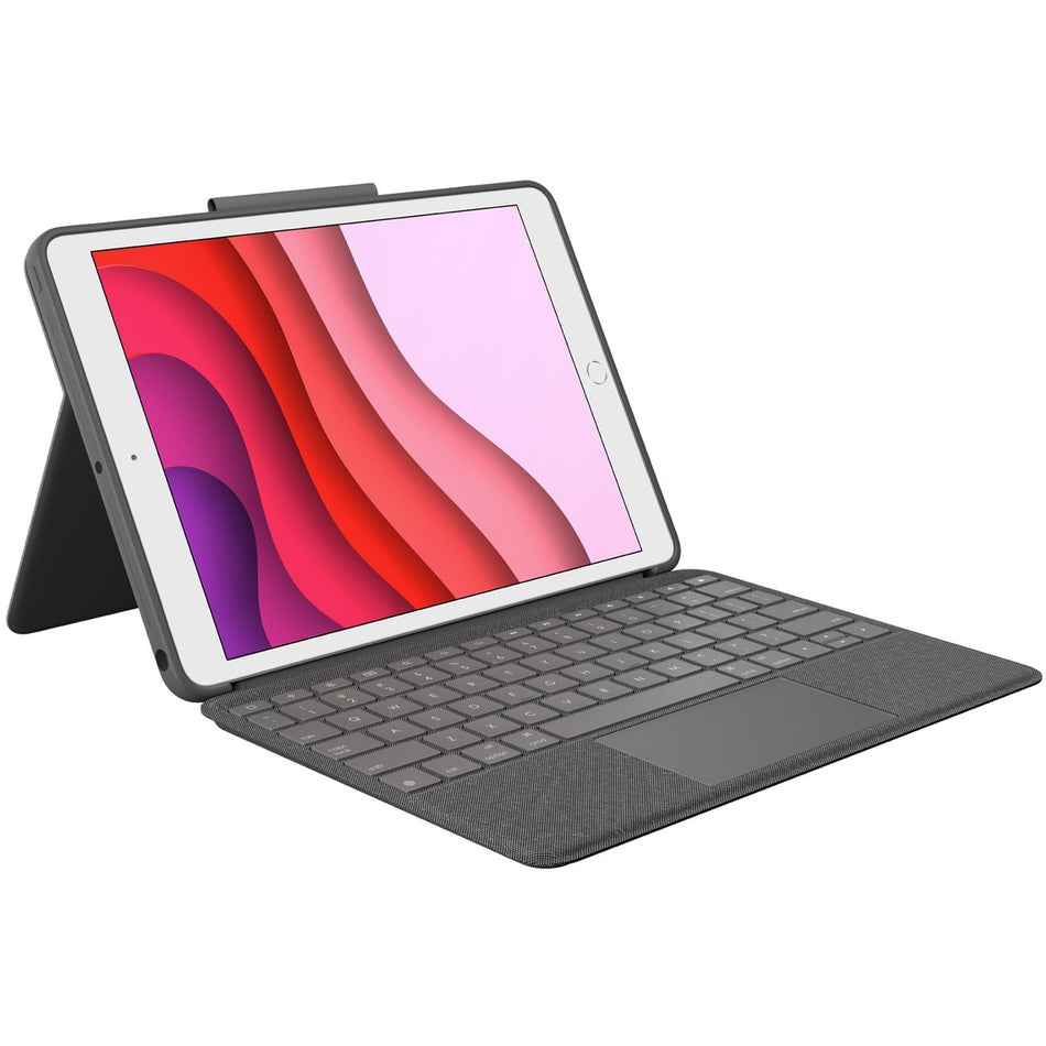 Logitech Combo Touch Keyboard/Cover Case iPad (7th Generation), iPad (9th Generation), iPad (8th Generation) Tablet - Graphite - 920-009608