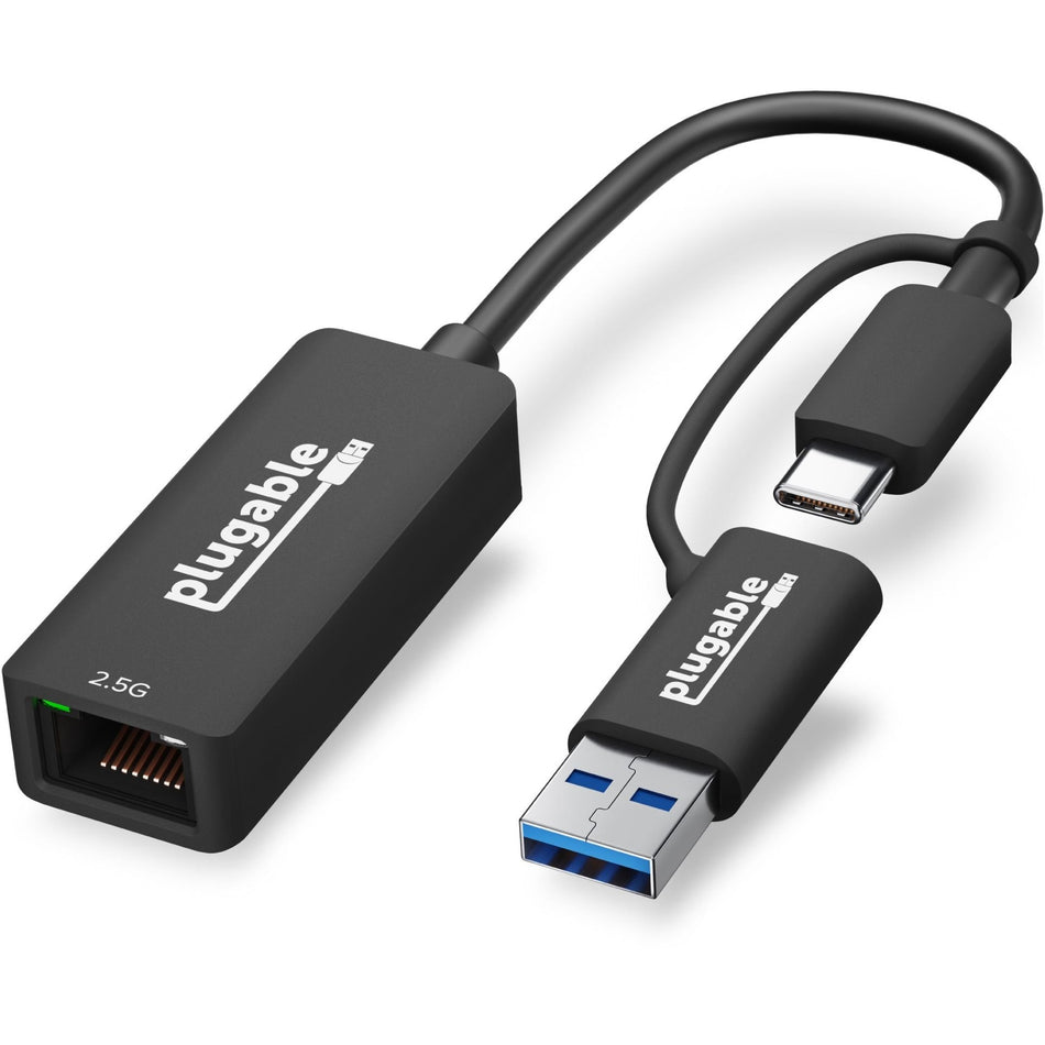 Plugable 2.5G USB C and USB to Ethernet Adapter - 2-in-1 Adapter - USBC-E2500