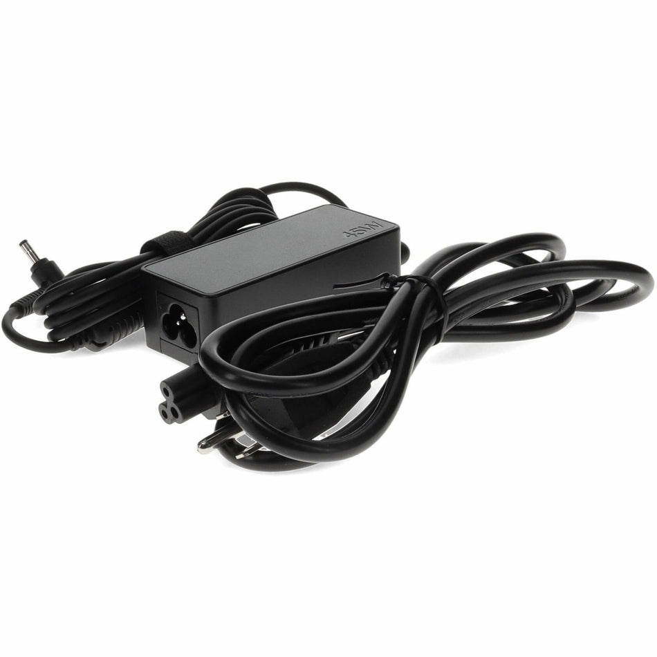 AddOn Lenovo&reg; GX20L23044 Compatible 45W 20V at 2.25A Black 4.0 mm x 1.7 mm Laptop Power Adapter and Cable - GX20L23044-AA