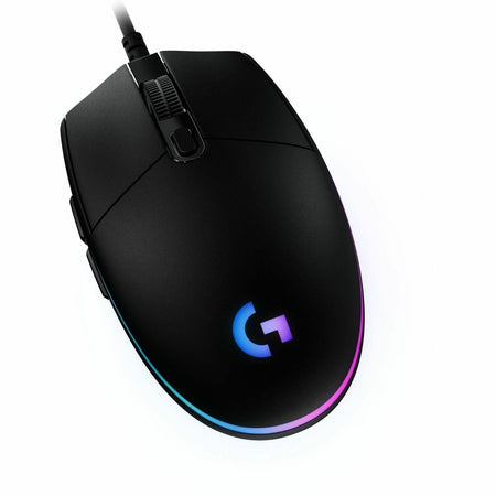Logitech G203 Wired Gaming Mouse, 8,000 DPI, Rainbow Optical Effect LIGHTSYNC RGB, 6 Programmable Buttons, Black - 910-005790