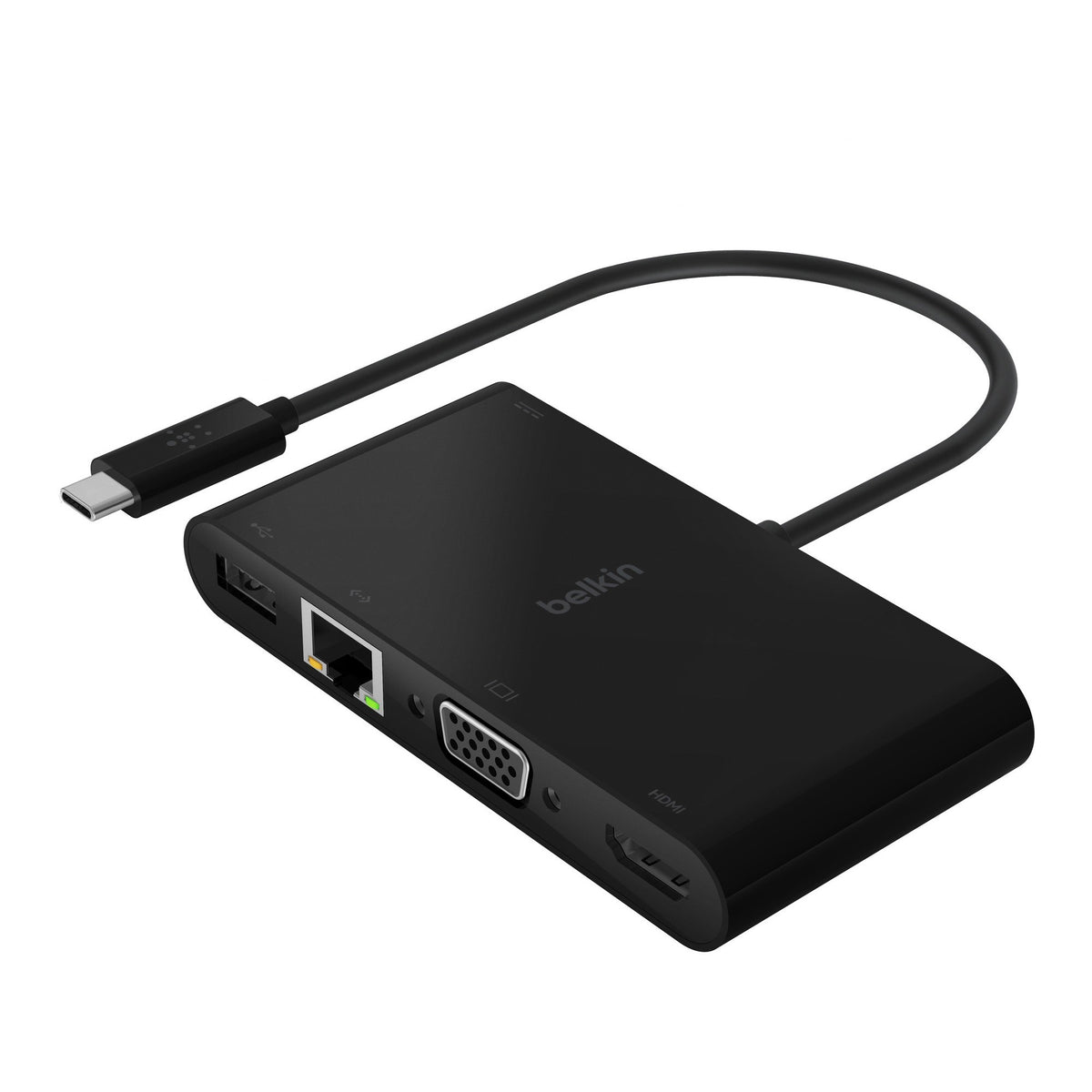 Belkin USB-C Multiport Adapter, USB-C to HDMI - USB A 3.0 - VGA, up to 100W Power Delivery, up 4k Resolution - AVC004BK-BL