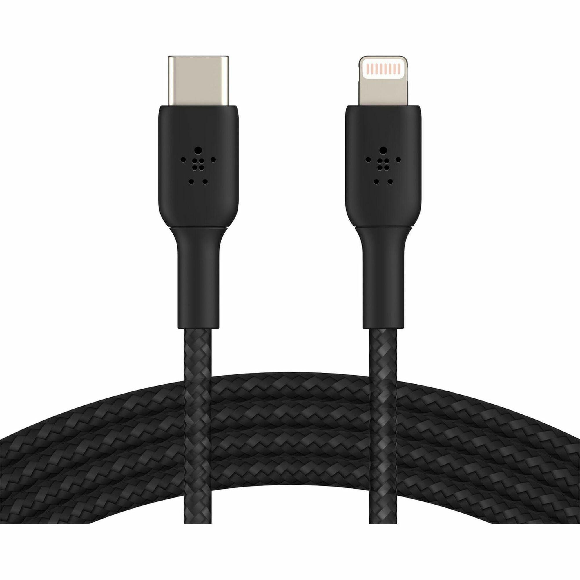 Belkin 30W USB-C to Lightning Cable - Nylon, Braided - M/M - 2m/6.6ft - Black - CAA004BT2MBK