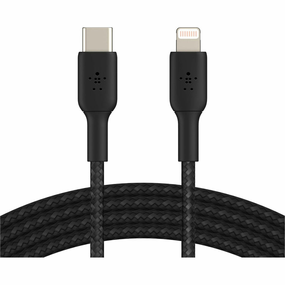 Belkin 30W USB-C to Lightning Cable - Nylon, Braided - M/M - 2m/6.6ft - Black - CAA004BT2MBK