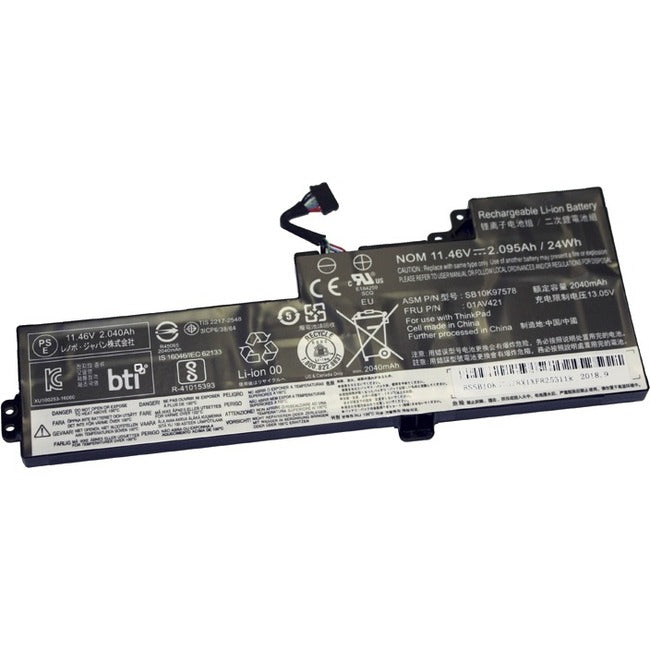 BTI 01AV421-BTI 11.46V 24WHR LI-ION BATTERY 01AV419, SB10K97576, 01AV420, SB10K97577, 01AV421, SB10K97578, 01AV489 THINKPAD A475, THINKPAD A485, THINKPAD T470, THINKPAD T480 - 01AV421-BTI