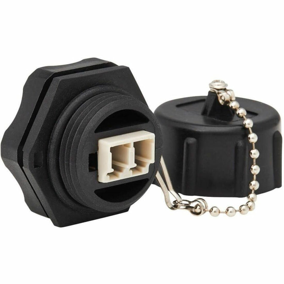 Eaton Tripp Lite Series Rigid Industrial IP68 Duplex Multimode Fiber Coupler (LC/LC) with Dust Cap, 10G Ethernet, TAA - N455-BC01-IND