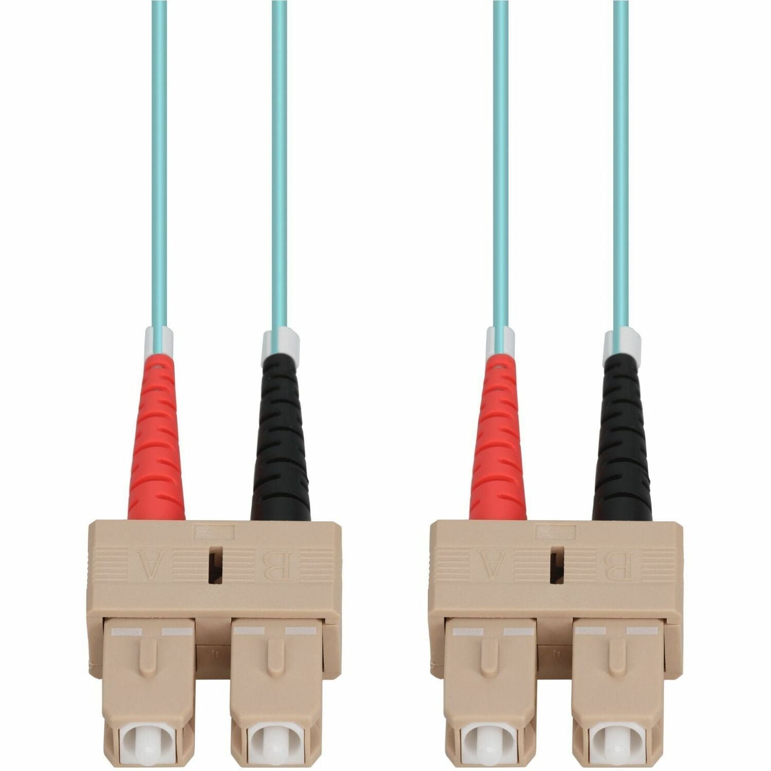 AddOn 75m SC to SC Aqua OM4 Duplex OFNR (Riser-Rated) Fiber Patch Cable - ADD-SC-SC-75M5OM4