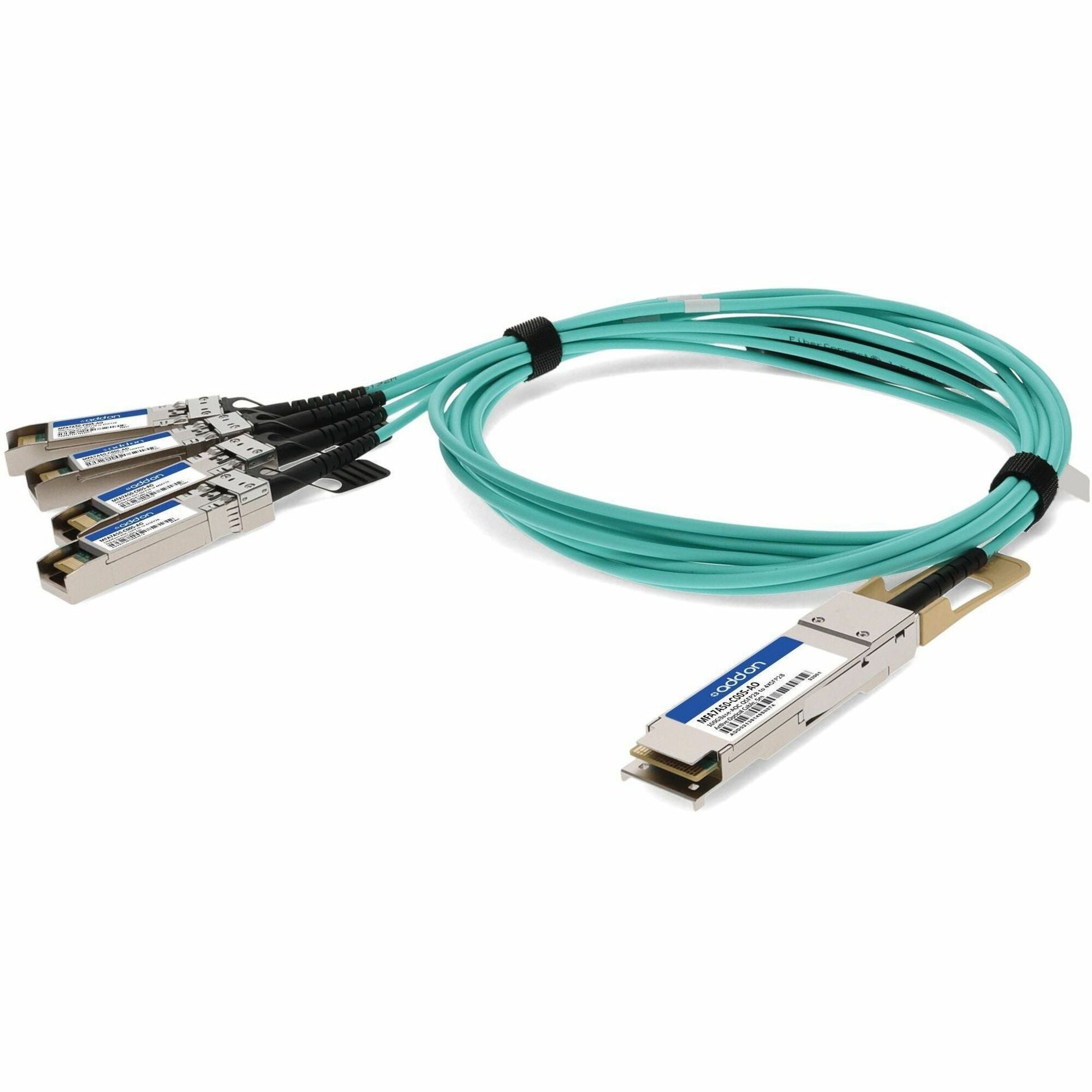Mellanox MFA7A50-C005 Compatible 100GBase-AOC QSFP28 to 4xSFP28 Active Optical Cable (850nm, MMF, 5m) - MFA7A50-C005-AO