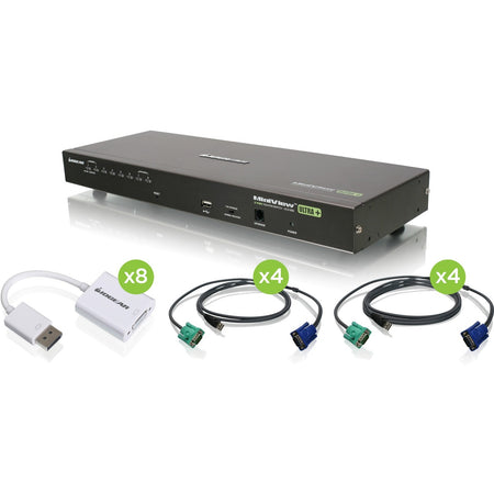 IOGEAR 8-Port USB PS/2 Combo VGA DisplayPort KVM Kit - GCS1808DPKITU