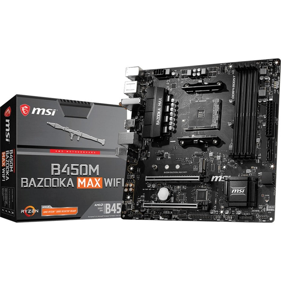 MSI B450M BAZOOKA MAX WIFI Desktop Motherboard - AMD B450 Chipset - Socket AM4 - Micro ATX - B450MBMAXWI