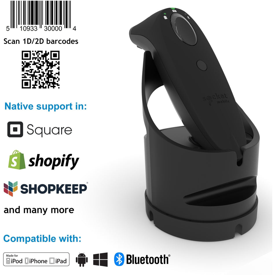 Socket Mobile SocketScan&reg; S740, Universal Barcode Scanner, Black & Black Dock - CX3811-2571