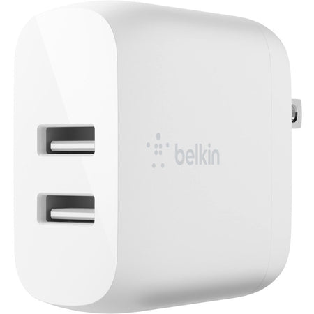Belkin BoostCharge Dual USB-A Wall Charger 24W (Lightning to USB-A Cable included) - Power Adapter - WCD001DQ1MWH
