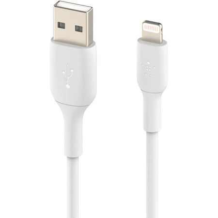 Belkin BoostCharge Lightning to USB-A Cable (2 meter / 6.6 foot, White) - CAA001BT2MWH