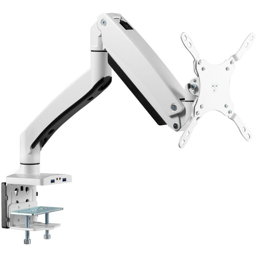 SIIG Single Monitor Aluminum Heavy Duty Desk Mount with USB and Audio Ports - 17" to 43" - CE-MT3111-S1