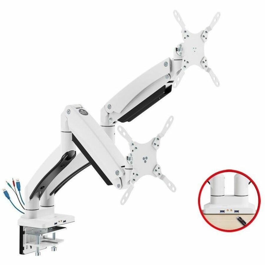 SIIG Dual Monitor Aluminum Heavy Duty Desk Mount with USB and Audio Ports - CE-MT3211-S1