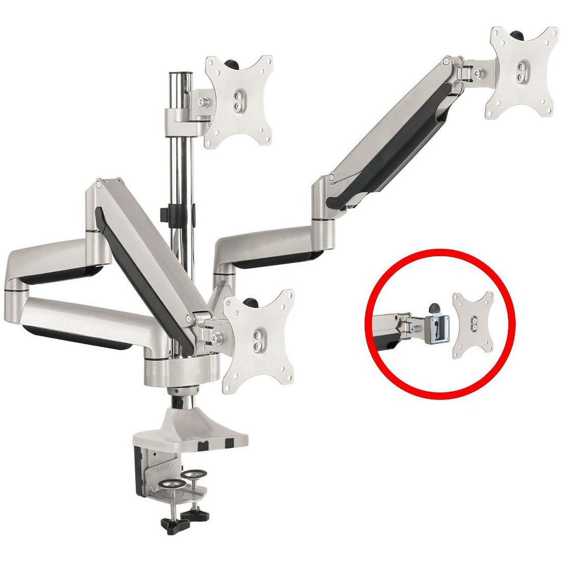 SIIG Triple Monitor Aluminum Gas Spring Desk Mount - CE-MT3611-S1