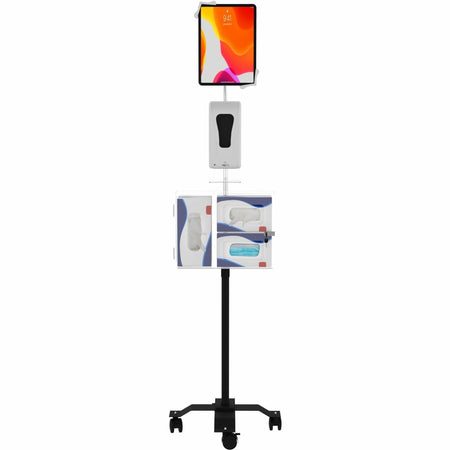 CTA Digital Compact Security Gooseneck Floor Stand for 7-13 Inch Tablets with Sanitizing Station & Automatic Soap Dispenser - PAD-SCGSST