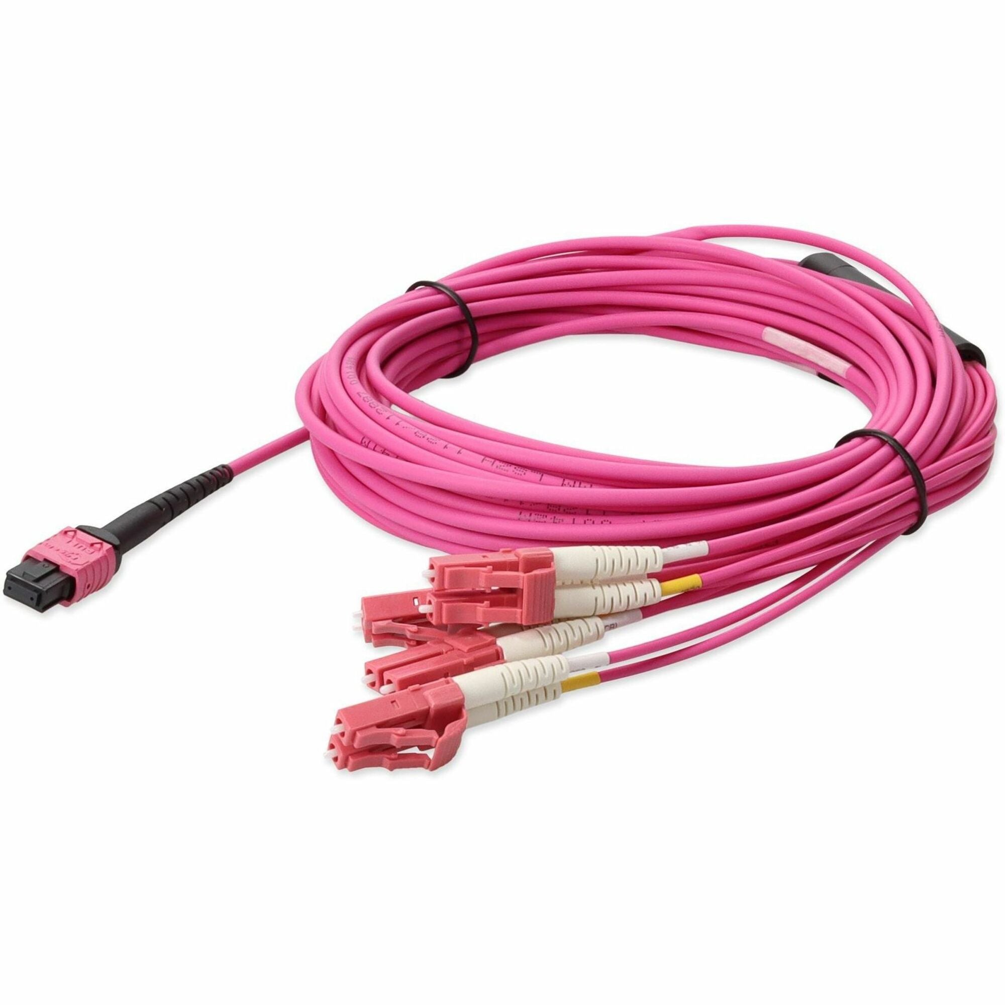 AddOn 7m MPO/UPC to 4xLC/UPC Duplex Magenta OM4 LSZH 8-Strand Fiber Fanout Cable - ADD-MPO-4LC7M5OM4LZ-MA