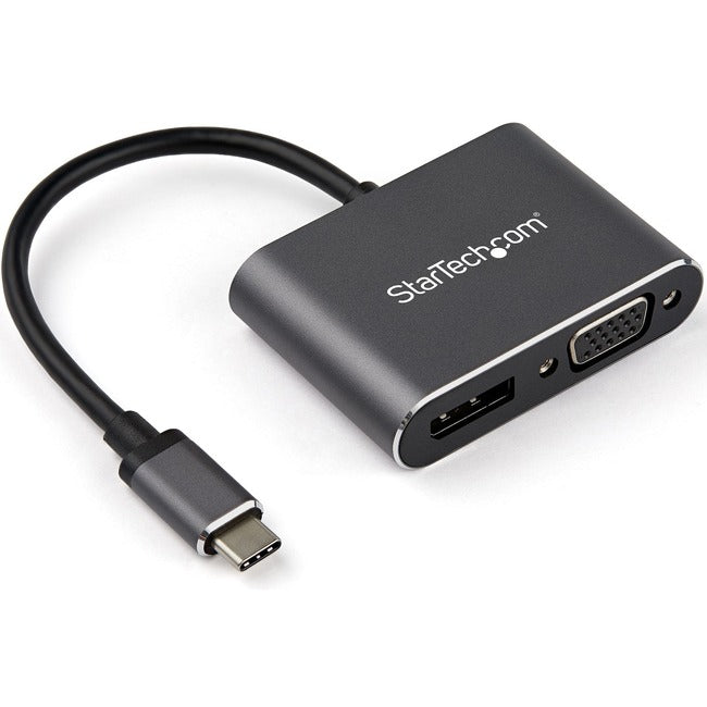 StarTech.com USB C Multiport Video Adapter - USB-C to 4K 60Hz DisplayPort 1.2 HBR2 HDR or 1080p VGA Monitor Adapter - USB Type-C 2-in-1 - CDP2DPVGA