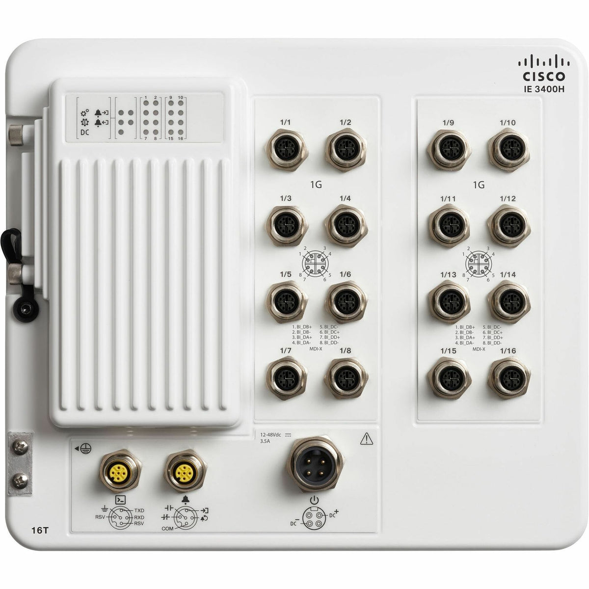 Cisco Catalyst IE3400 Heavy Duty w/ 16 GE M12 interfaces, IP67, Network Essentials - IE-3400H-16T-E